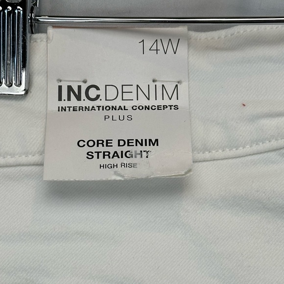 INC Denim High Rise Straight Leg Jeans - White - size 14W - Picture 8 of 12